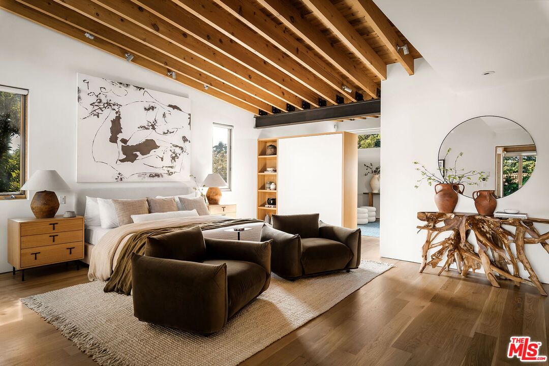 Bedroom, Interior, Recessed Lighting, Wooden Beams, Wooden Ceilings, Wood Texture Flooring