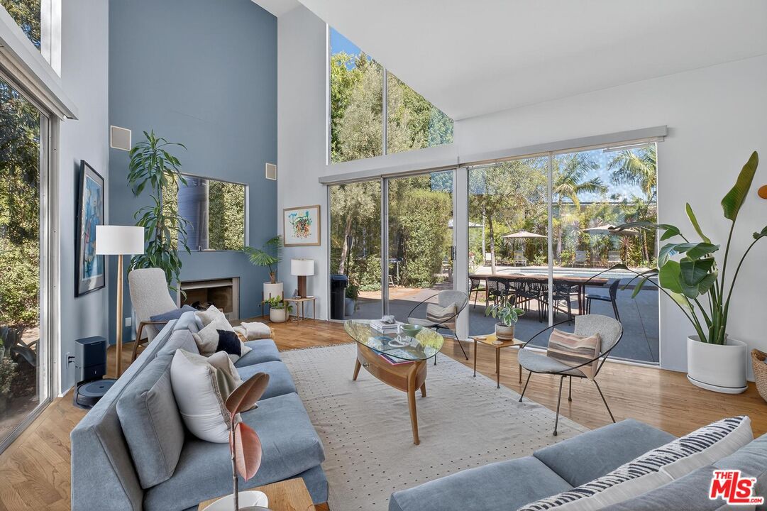 Fireplace, Interior, Living room, Sun Room, Wood Texture Flooring