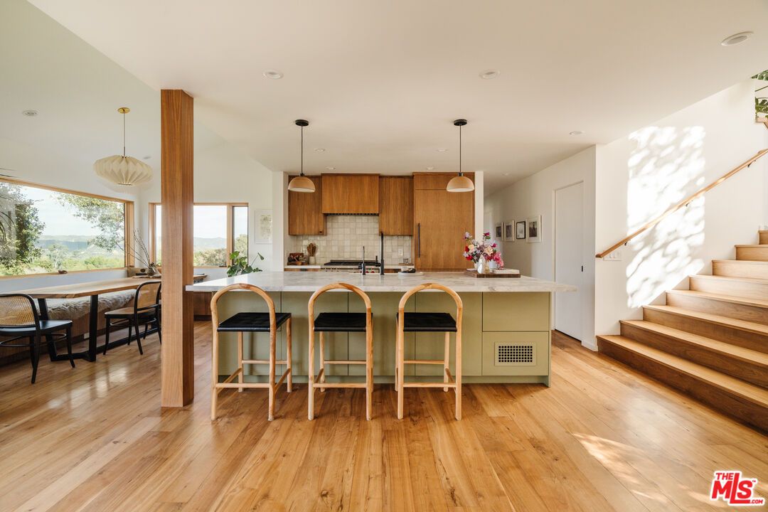 Interior, Kitchen, Pendant Lights, Recessed Lighting, Wood Texture Flooring