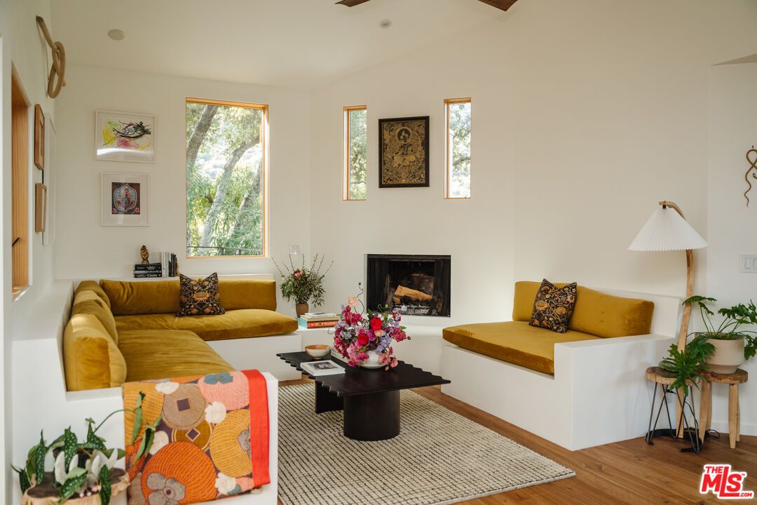 Fireplace, Interior, Living room, Wooden Beams, Wood Texture Flooring