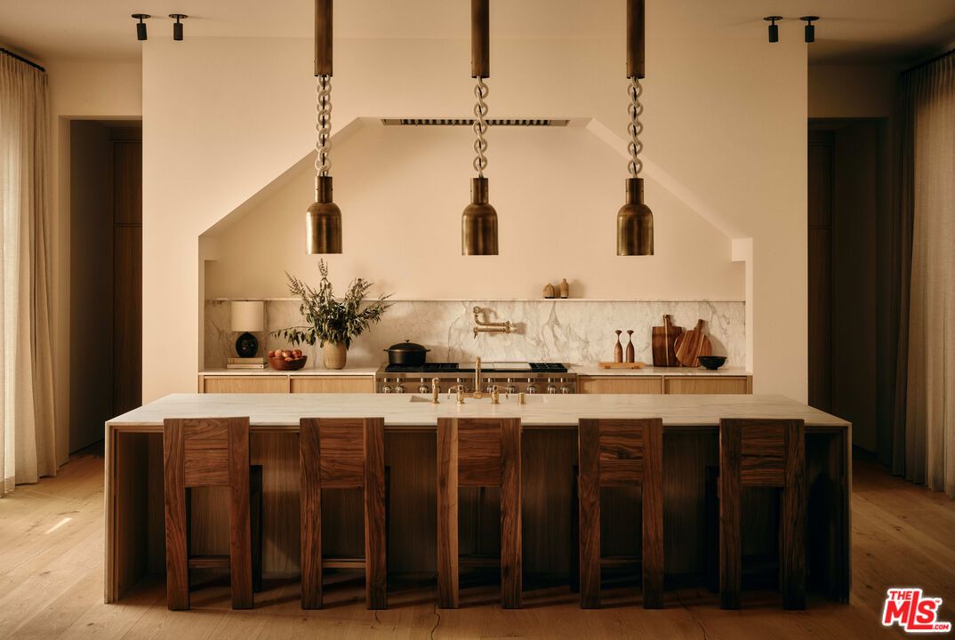 Interior, Kitchen, Pendant Lights, Wood Texture Flooring