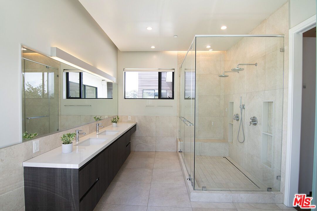 Bathroom, Dual Sink Vanities, Glass Shower, Interior, Recessed Lighting