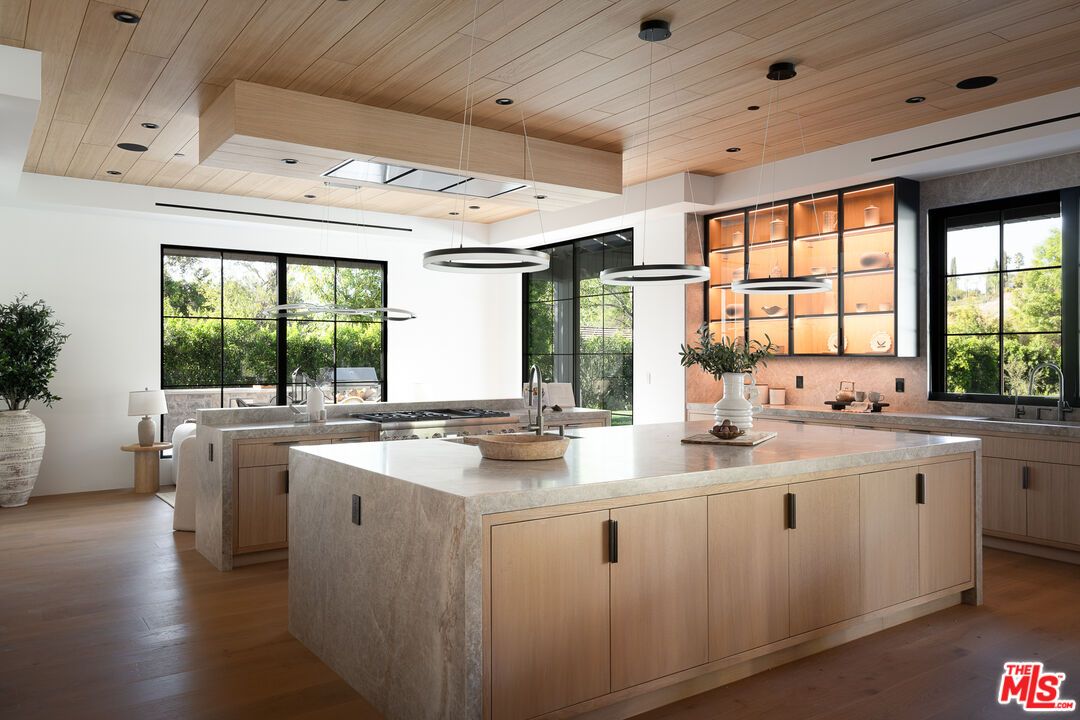 Interior, Kitchen, Pendant Lights, Recessed Lighting, Wooden Ceilings, Wood Texture Flooring