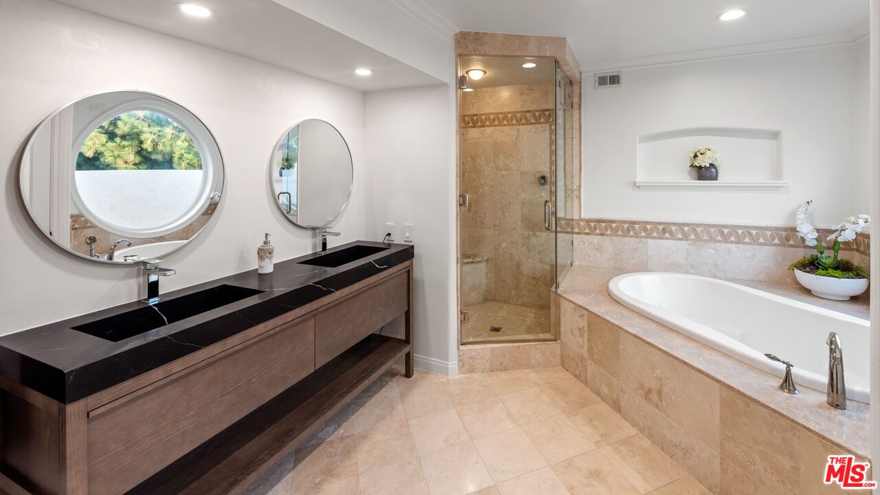 Bathroom, Dual Sink Vanities, Glass Shower, Interior, Recessed Lighting