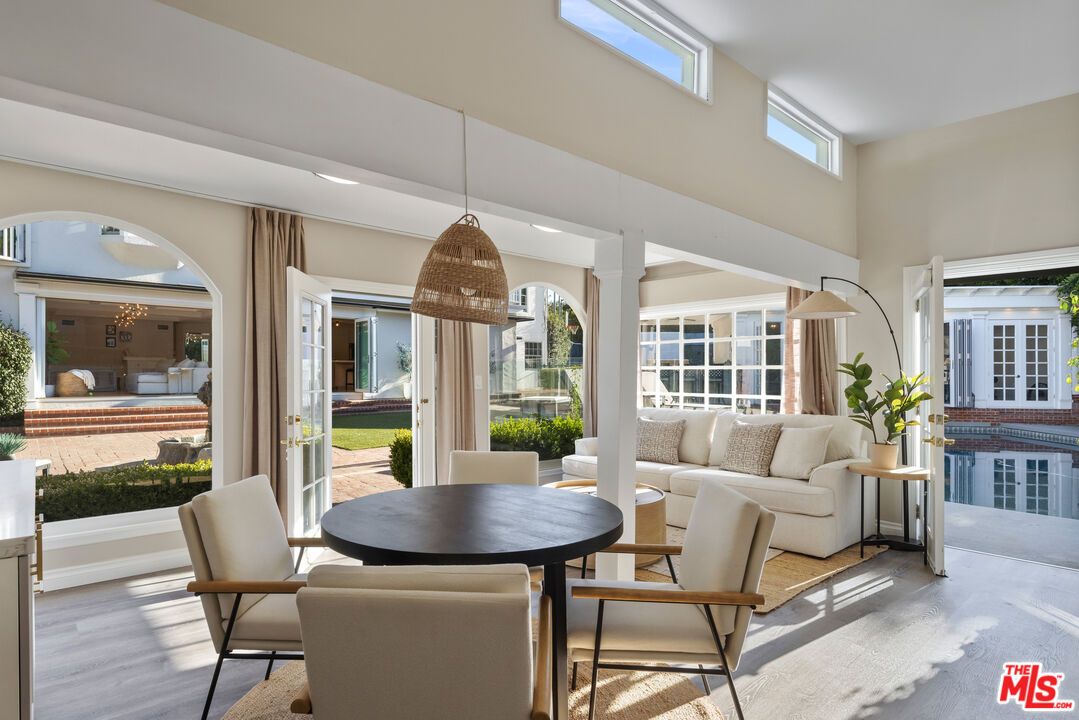 Dining room, Interior, Living room, Pendant Lights, Wood Texture Flooring