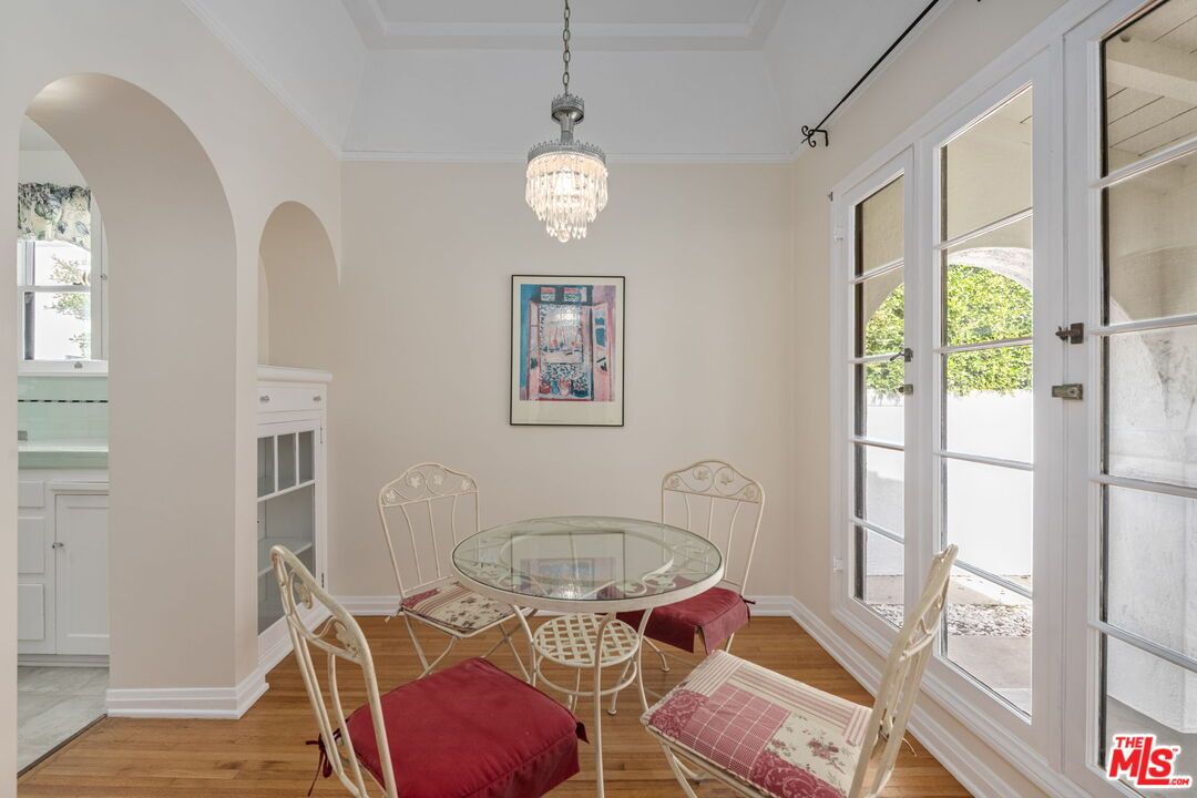 Chandelier, Dining room, Interior, Wood Texture Flooring