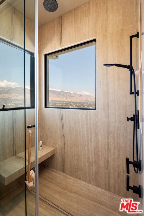 Bathroom, Glass Shower, Interior, Wood Texture Flooring