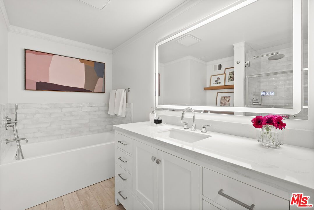 Bathroom, Glass Shower, Interior, Wood Texture Flooring