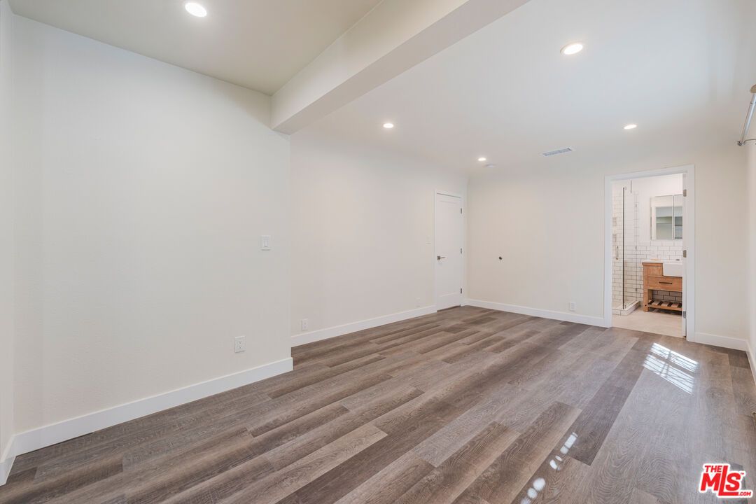 Bathroom, Empty room, Interior, Recessed Lighting, Wood Texture Flooring