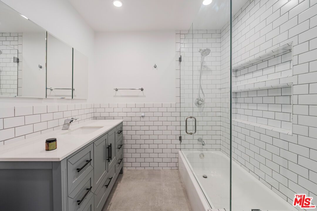 Bathroom, Dual Sink Vanities, Glass Shower, Interior, Recessed Lighting