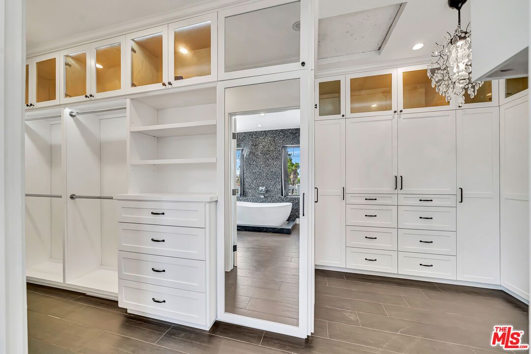 Bathroom, Chandelier, Free Standing Baths, Interior, Recessed Lighting, Walk-in Closets, Wood Texture Flooring