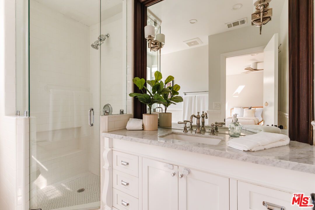 Bathroom, Dual Sink Vanities, Glass Shower, Interior