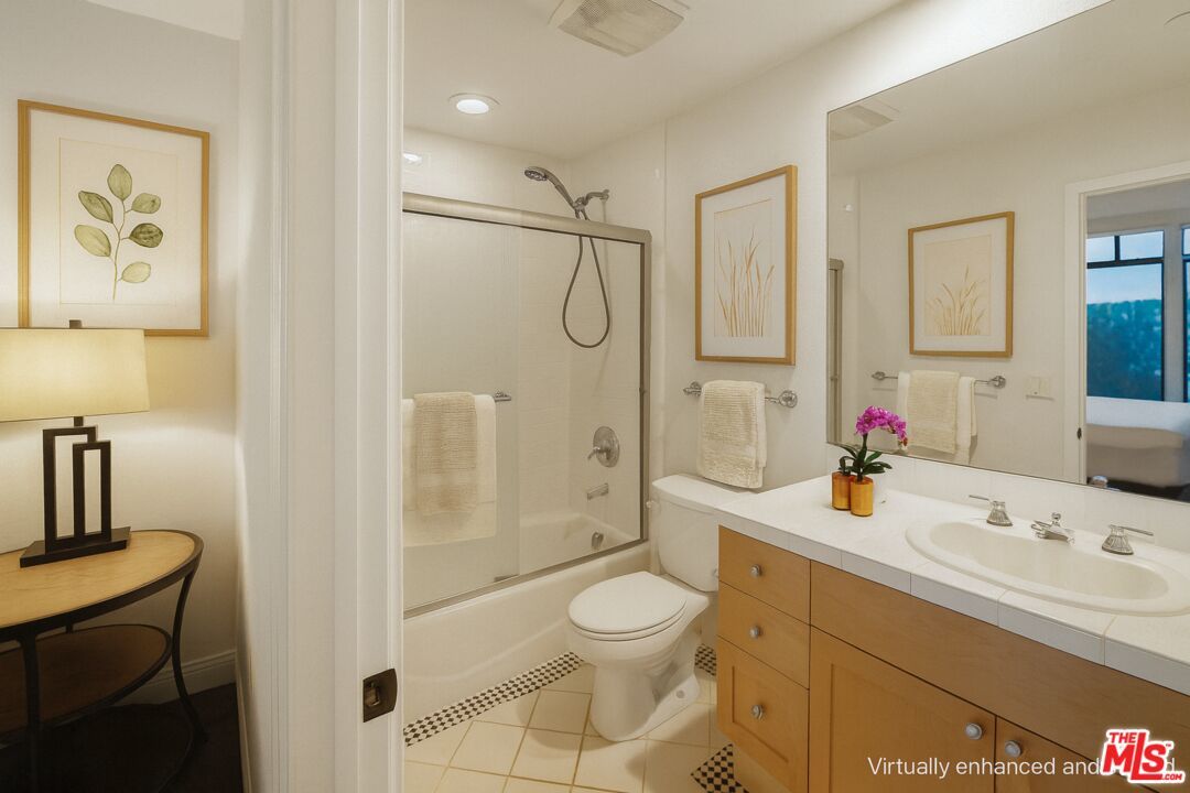 Bathroom, Glass Shower, Interior, Recessed Lighting, Tile Countertops