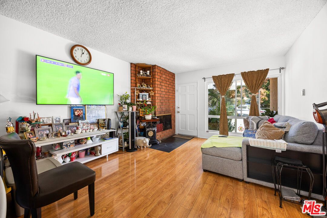 Fireplace, Interior, Living room, Stone Walls, Wood Texture Flooring