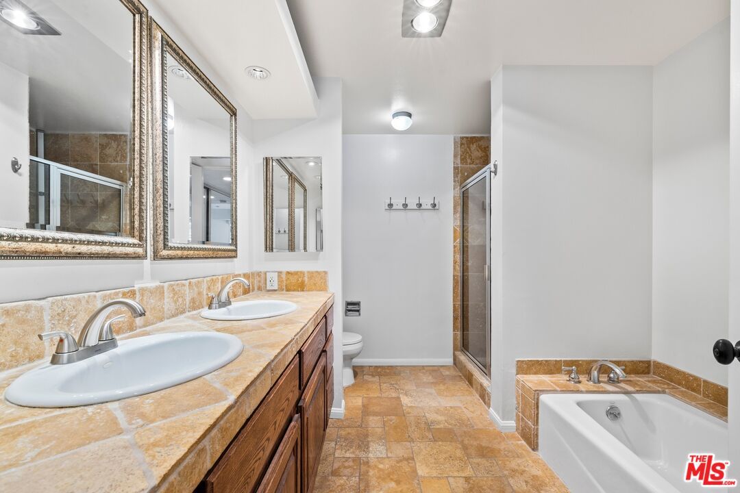 Bathroom, Dual Sink Vanities, Interior, Recessed Lighting, Tile Countertops