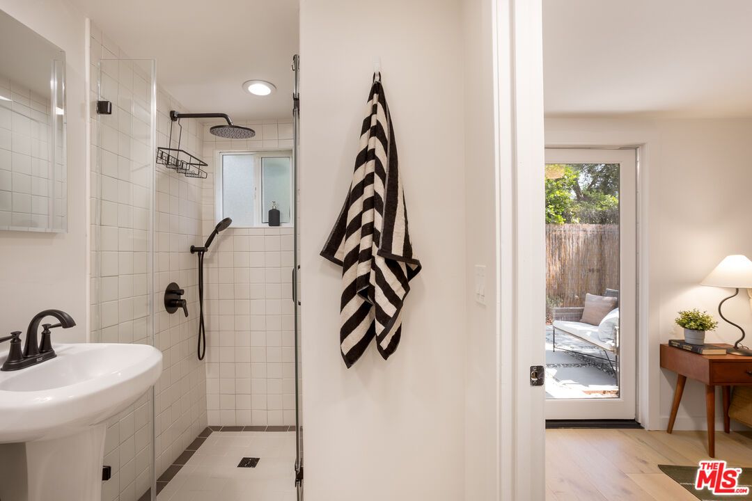 Bathroom, Bedroom, Glass Shower, Interior, Recessed Lighting, Wood Texture Flooring