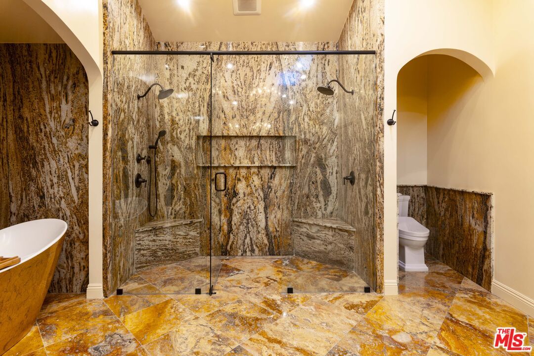 Bathroom, Free Standing Baths, Glass Shower, Interior, Recessed Lighting