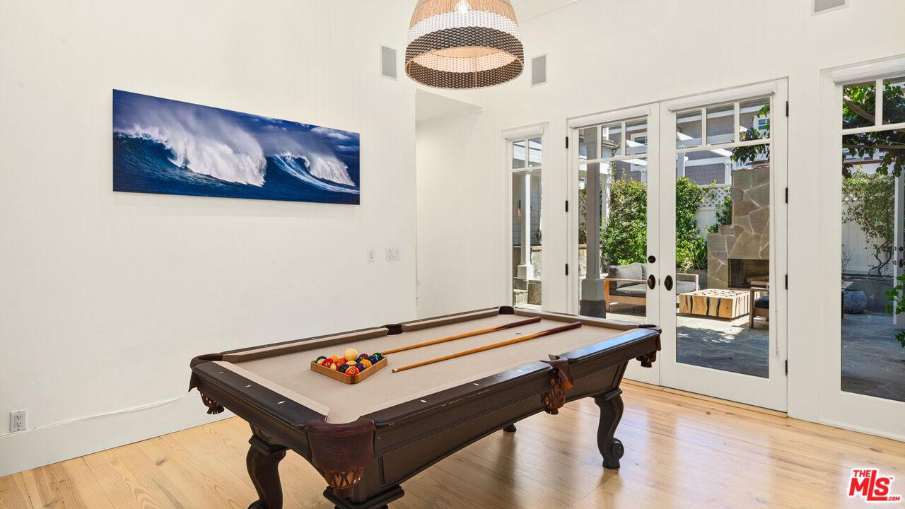 Billiard Table, Game Room, Interior, Pendant Lights, Wood Texture Flooring