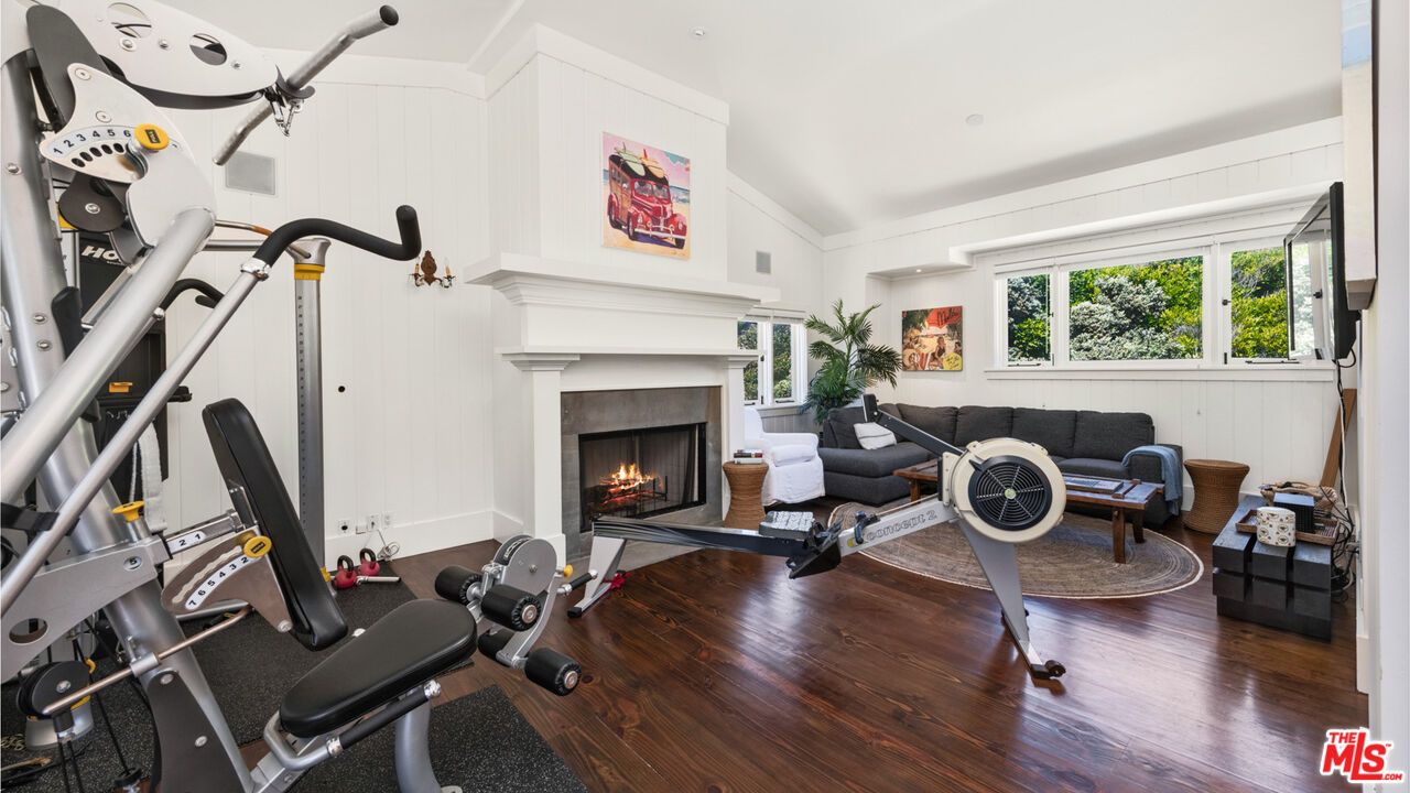 Fireplace, Fitness Equipment, Interior, Wood Texture Flooring