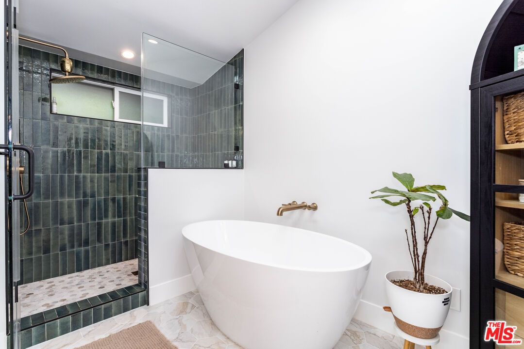 Bathroom, Free Standing Baths, Glass Shower, Interior, Marble, Recessed Lighting