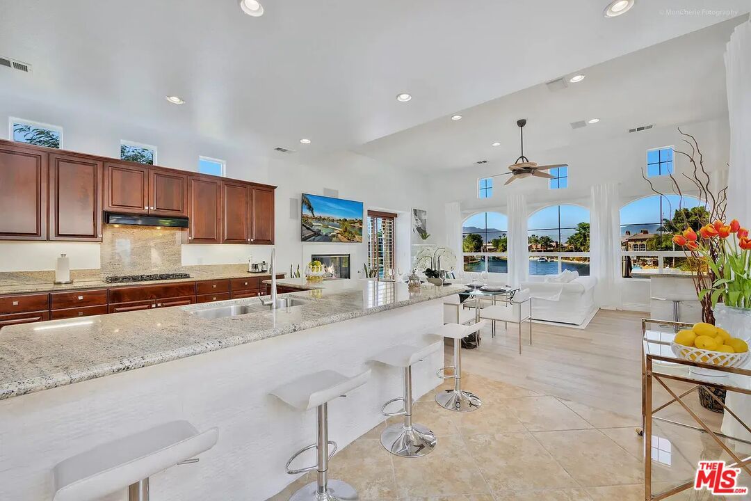 Dining room, Fireplace, Interior, Kitchen, Pendant Lights, Recessed Lighting, Water