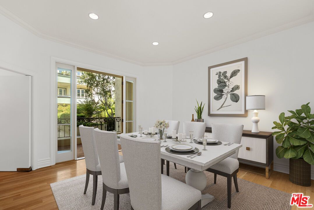 Dining room, Interior, Recessed Lighting, Wood Texture Flooring