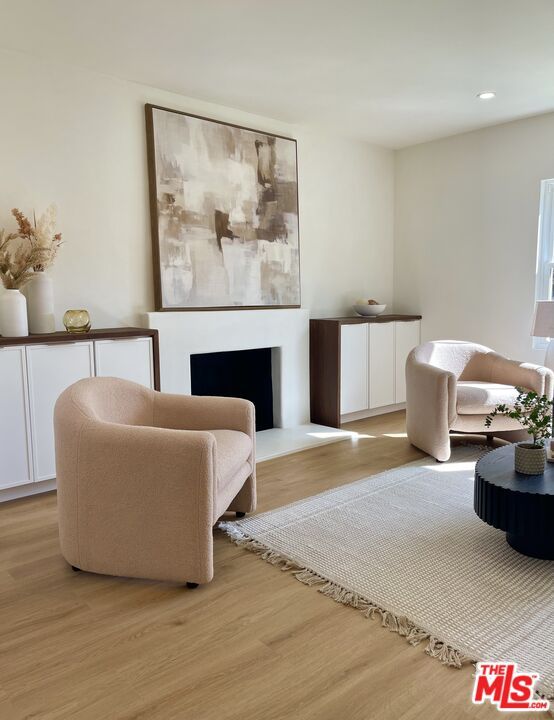 Fireplace, Interior, Recessed Lighting, Wood Texture Flooring