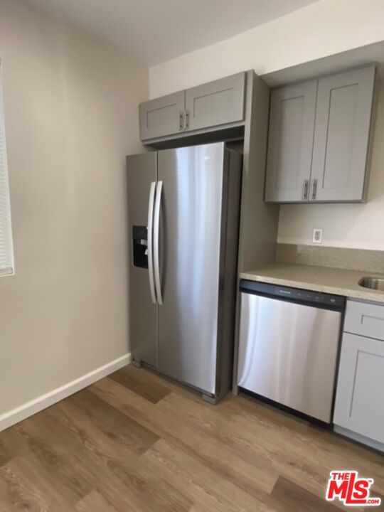 Interior, Kitchen, Stainless Steel Appliances, Wood Texture Flooring