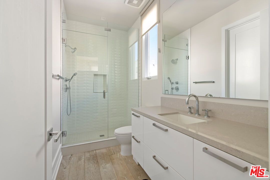 Bathroom, Glass Shower, Interior, Wood Texture Flooring