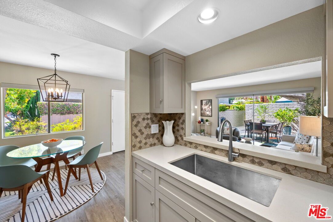 Dining room, Interior, Pendant Lights, Recessed Lighting, Wood Texture Flooring