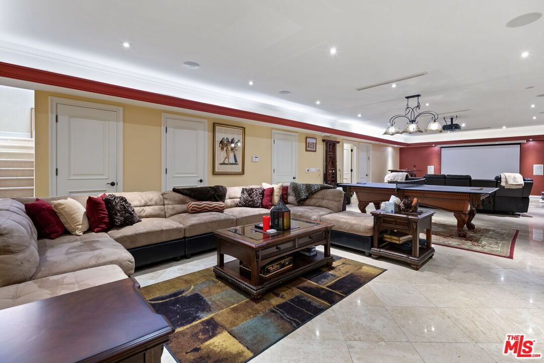 Billiard Table, Chandelier, Game Room, Interior, Living room, Recessed Lighting