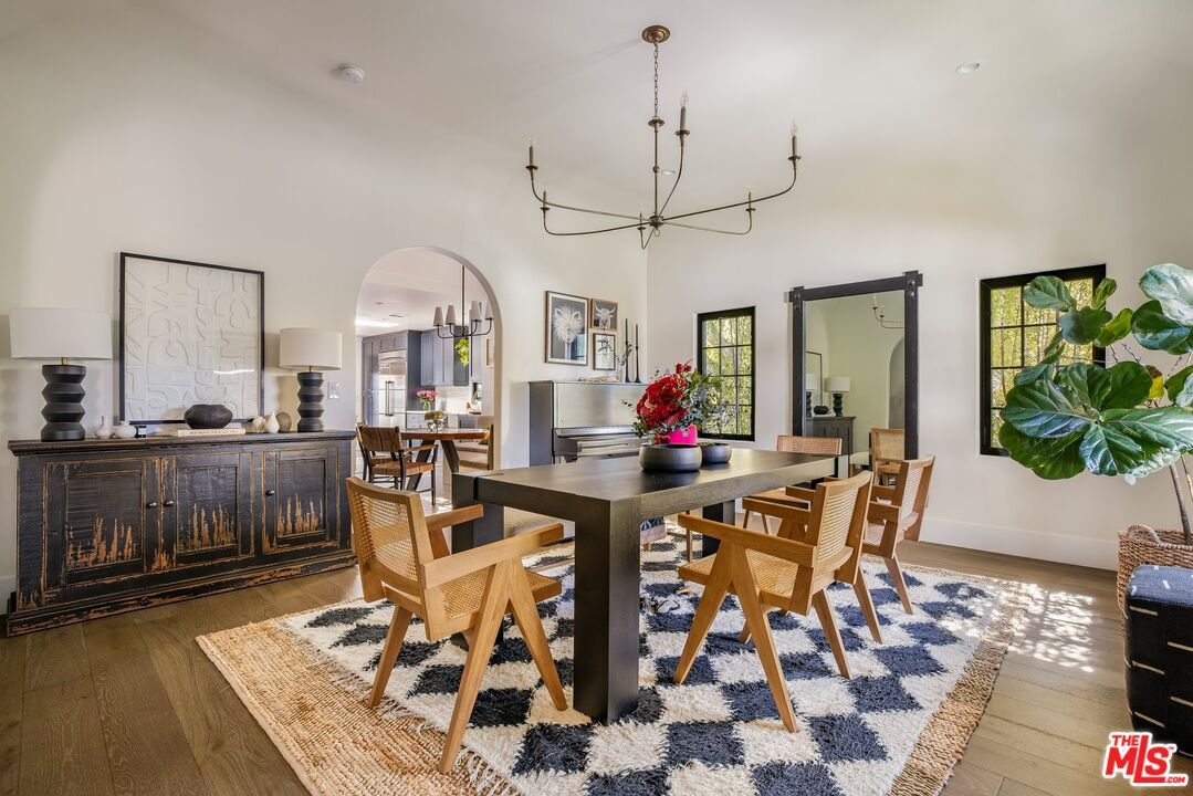 Chandelier, Dining room, Interior, Wood Texture Flooring