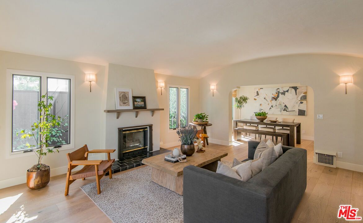 Dining room, Fireplace, Interior, Living room, Wood Texture Flooring