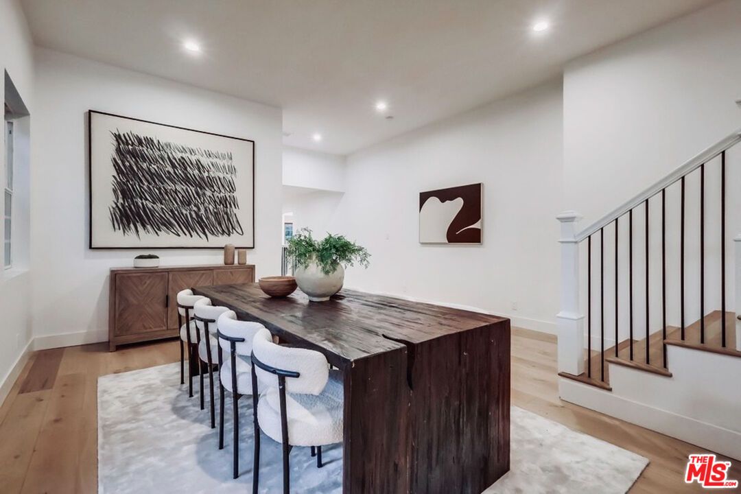 Dining room, Interior, Recessed Lighting, Wood Texture Flooring