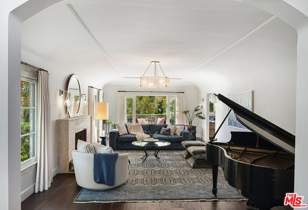 Fireplace, Interior, Living room, Piano, Wood Texture Flooring