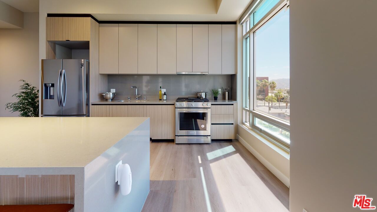 Interior, Kitchen, Stainless Steel Appliances, Wood Texture Flooring