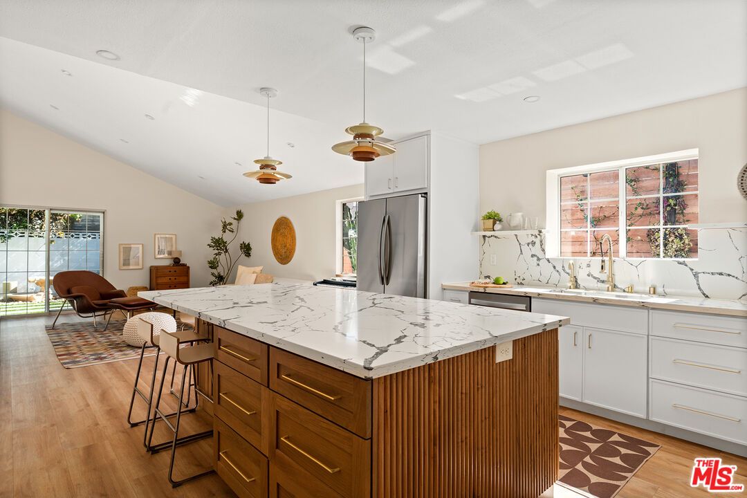 Interior, Kitchen, Pendant Lights, Recessed Lighting, Wood Texture Flooring