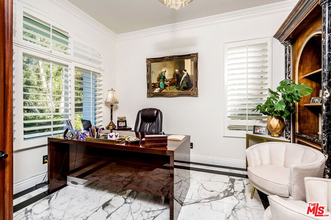 Chandelier, Home Office, Interior, Marble