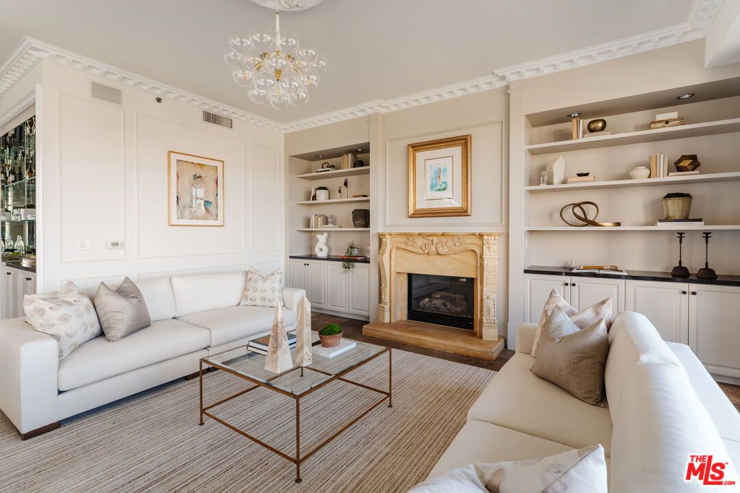 Chandelier, Fireplace, Interior, Living room