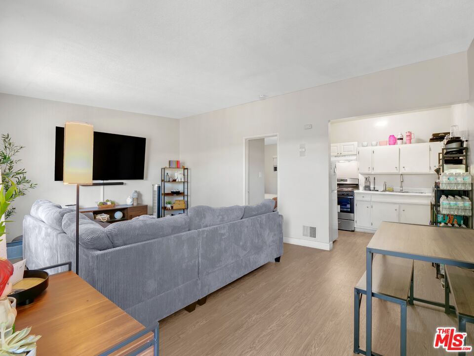 Interior, Kitchen, Living room, Recessed Lighting, Stainless Steel Appliances, Wood Texture Flooring