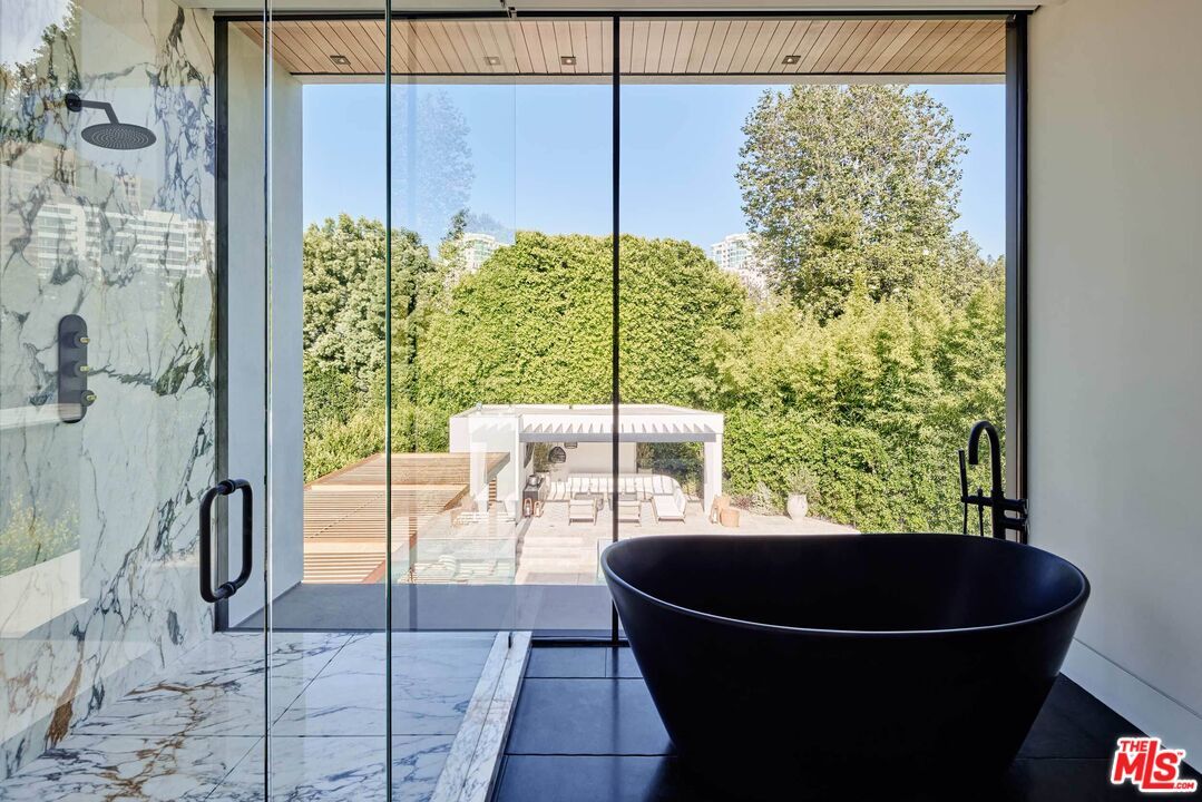 Bathroom, Free Standing Baths, Glass Shower, Interior, Marble, Marble Walls