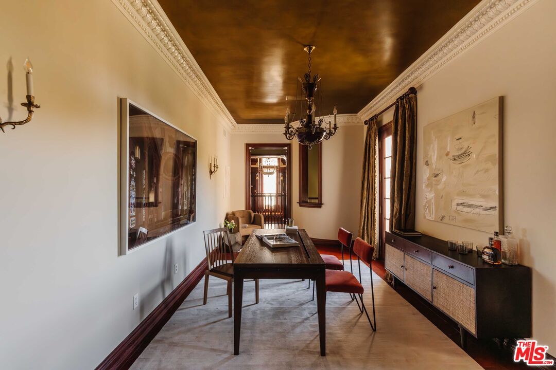 Chandelier, Home Office, Interior, Wood Texture Flooring