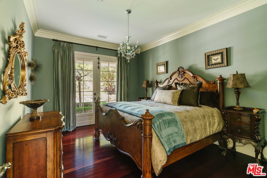 Bedroom, Chandelier, Interior, Wood Texture Flooring