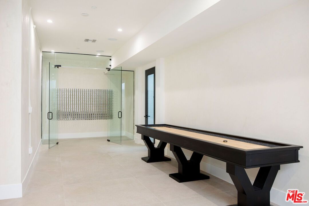 Bathroom, Billiard Table, Game Room, Glass Shower, Interior, Recessed Lighting