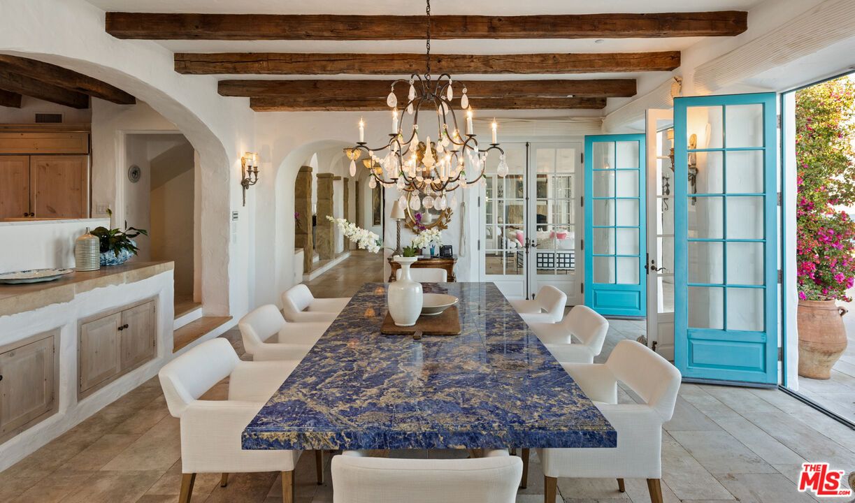 Chandelier, Dining room, Interior, Wooden Beams
