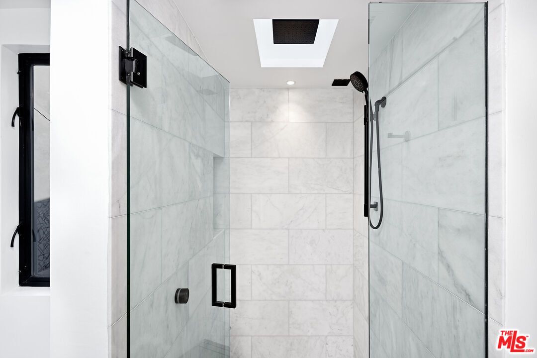 Bathroom, Glass Shower, Interior, Marble Walls, Recessed Lighting