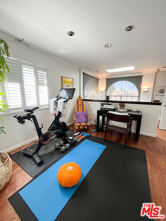 Fitness Equipment, Interior, Recessed Lighting, Wood Texture Flooring