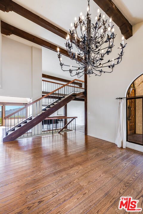 Chandelier, Interior, Wooden Beams, Wood Texture Flooring