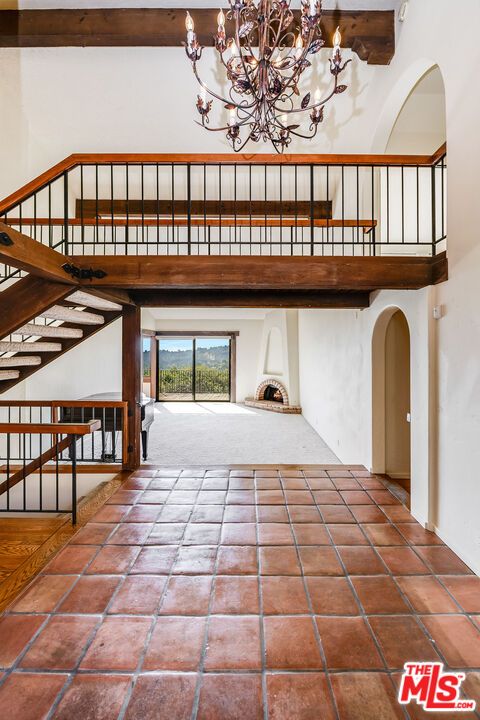 Chandelier, Interior, Wooden Beams