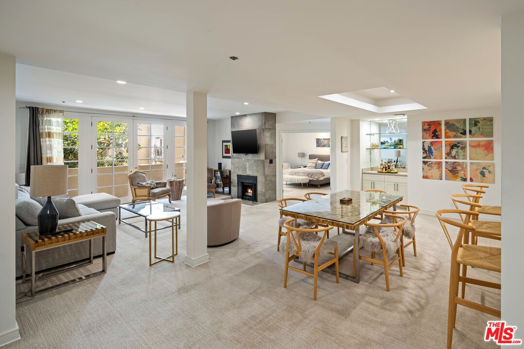 Dining room, Fireplace, Interior, Living room, Recessed Lighting